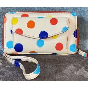 2 for $25 | Mundi | Ladies Ziparound Polka Dot Wristlet w/ Phone Pocket